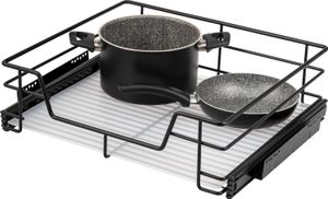 bremermann Teleskopschublade 60 cm mit Einlegeboden, Küchenschublade zum Nachrüsten, Schrankauszug aus Metall, schwarz