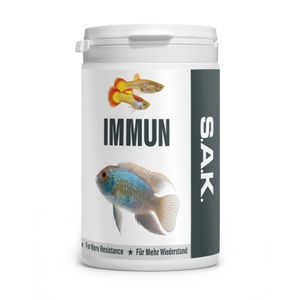 S.A.K. Immun - kompletní pInohodnotné extrudované krmivo pro všechny druhy akvarijních ryb pro zdravý vývoj a posílení imunity ryb. Granule 400 g (1000 ml), velikost granulí 4, velikost zrn 2,8 - 3,5 mm - velikost ryb > 13 cm