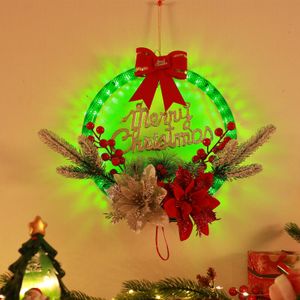Türkranz Weihnachten für Haustür, LED Weihnachtskranz mit Beleuchtung Weihnachtsgirlande für Tür, Weihnachtsdeko