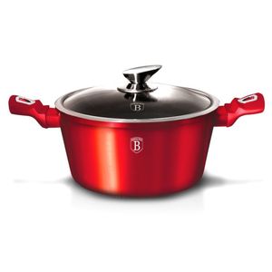 Berlinger Haus BH/1256N Metallic Line Burgundy Kasserolle in Rot mit Deckel Topf Durchmesser 20 cm Kochtopf Küche Haushalt kochen braten schmoren köcheln Herd Kochfeld Glaskeramikkochfeld