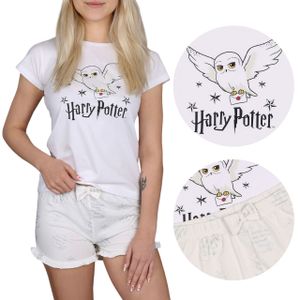 Harry Potter Sommerpyjama für Mädchen in Weiß und Beige, kurze Ärmel, Rüschen 9-10 Jahre