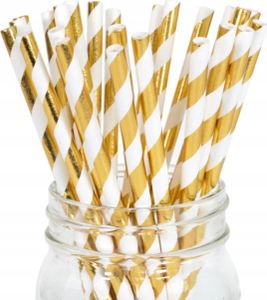 Sweetfanaberia | Papierstrohhalme - 19,7 cm - Gold - Biologisch abbaubar - Elegante Party-Dekoration