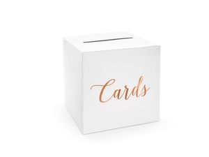 Kartenbox Hochzeit 24cm Papier, weiß / rosegold