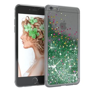 EAZY CASE Hülle kompatibel mit Apple iPhone 6 / 6S Schutzhülle mit Flüssig-Glitzer, Handyhülle, TPU / Silikon, Transparent / Durchsichtig, Grün
