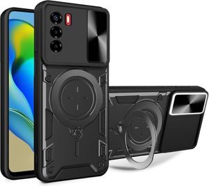 Outdoor Panzer Hülle für ZTE Handyhülle mit Slide Kameraschutz Ringhalter Bumper Blade A73 4G / V50 Smart Schwarz