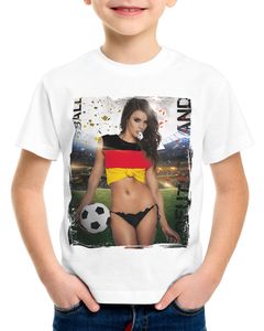 style3 EM 2021 2022 Soccer Girl Deutschland T-Shirt für Kinder Fußball Trikot Germany Weiss, Größe:116, Land:Deutschland