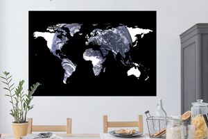 Wandtattoo Wandsticker Wandaufkleber Weltkarte - Schwarz - Weiß - Globus 120x80 cm Selbstklebend und Repositionierbar
