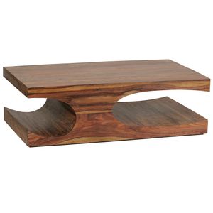 WOHNLING Couchtisch BOHA Massiv-Holz Sheesham 118 cm breit Wohnzimmer-Tisch Design dunkel-braun Landhaus-Stil Beistelltisch
