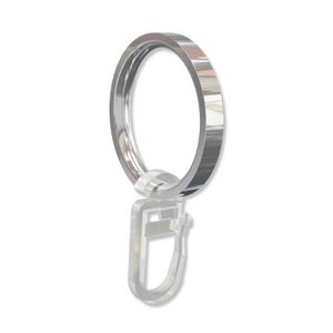 Interdeco Ringe mit Faltenhaken, Gardinenringe für Gardinenstangen 20 mm Ø, Chrom (Packung 24 Stück)