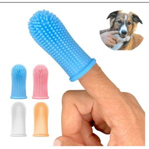 Hundezahnbürste, Zahnpflege Hund Haustier Fingerzahnbürste, Fingerlinge Hund Zahnpflege, Anti-Plaque Finger Hund, Lebensmittelechtes Silikon 360° Vollständige Borsten (4er Pack)