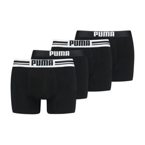 PUMA Herren Boxer Shorts, 4er Pack - Placed Logo ECOM, Baumwolle Stretch, Everyday Schwarz L