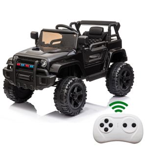 FCH 12V Elektroauto Kinderauto Jeep Suv mit USB, AUX ,MP3, Musik, Hupe und Scheinwerfer 2,4 G Fernbedienung Belastbarkeit 28kg, Schwarz