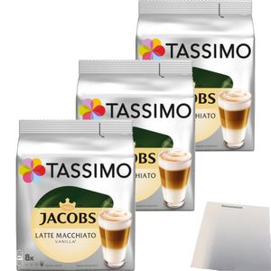 Tassimo Jacobs Typ Latte Macchiato Vanilla 3er Pack (3x268g Packung) + usy Block