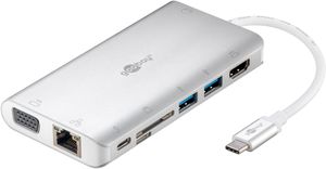 Goobay USB-C  Multiport Adapter 7 in 1  für Notebook /  MacBook (  HDMI / 2x USB 3.0 / CR /  C /  RJ45 /  VGA) Power Delivery  & 4K @ 30hz 100W
