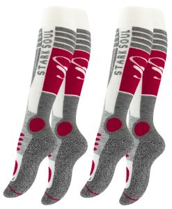Stark Soul® Ski & Snowboard Socken 2 Paar, mit Spezialpolsterung 39-42 Wollweiss/Grau/Rot