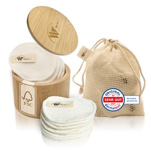Abschminkpads 15-er Set mit Aufbewahrungsbox - wiederverwendbare Wattepads - Make-Up Reinigungs Pads- eco pads