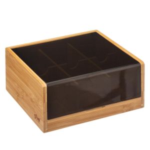 5five Simply Smart Tea Box 6 priehradiek bambusový plast hnedý 10cm x 21,8cm x 21cm