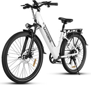 26" elektrobicykel, mestské e-bicykle a e-nákladné bicykle, pedelec e-bike s odnímateľnou batériou 36V/15Ah, 250W motor, 25km/h, biely