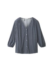Tom Tailor printed V-neck blouse 32365 navy geometrical design 34