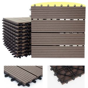 WPC dlažba Rhone, vzhľad dreva balkón/terasa, 11x po 30x30cm = 1m2 ~ základ, káva lineárna