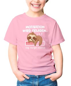 Kinder T-Shirt Mädchen Spruch lustig Anti Motivation wird geladen Fauttier Geschenk für Mädchen Moonworks® rosa 141-152 (11-12 Jahre)