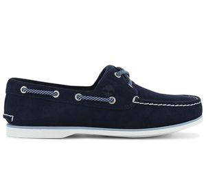 Timberland Classic Boat Shoes 2-Eye - Herren Bootsschuhe Suede-Leder Navy-Blau 0A43VS-019 , Größe: EU 43.5 US 9.5