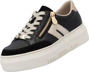 Rieker Damen Plateau Leder Sneaker Schwarz