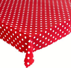 Tischdecke Fleckenresistente Tischtücher Abwaschbar Pflegeleicht Lotus Effekt Gedruckt Polka Dots Rot 130x200 cm