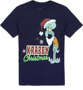 SpongeBob SquarePants - T-Shirt für Herren - weihnachtliches Design NS7364 (XXL) (Marineblau)