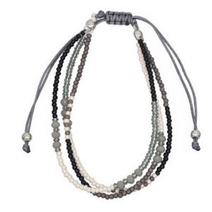 Armband Perlen Boho -Style aus Nylon Unisex  weiß-grau-schwarz