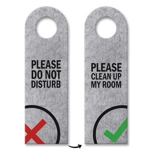 Please do not disturb oder Clean up my room Türhänger mit Symbolen in Grau Hotel