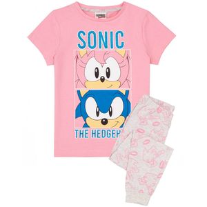 Sonic The Hedgehog - pyžamo pre dievčatá NS5764 (128) (Ružová/sivá)