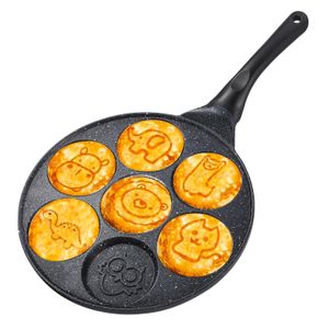 Pancake Pfanne, Antihaft Pancake Maker 7 Löcher mit Karikatur Tiere Gesichtern Spiegelei Pfanne