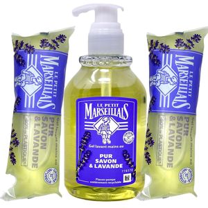 Le Petit Marseillais flüssig Seife pur Savon mit Lavendelöl und 2 x Nachfüllpack  aus Frankreich