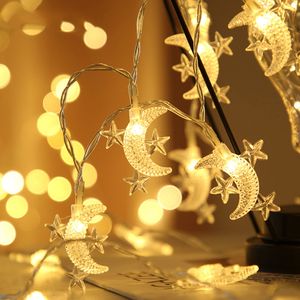 1.5m LED Stern Mond Warmweiß Lichterkette Batteriebetrieben Party Weihnachten Inner Deko Lichterketten