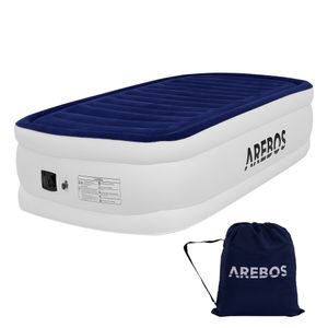 AREBOS Luftmatratze selbstaufblasend Gästebett Bett Matratze Luftbett mit Pumpe Einzeln Blau / Weiß
