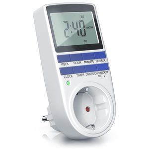 BEARWARE Zeitschaltuhr digital - 2,1" LCD-Display 5,3 cm - 3680W - Digital-Zeitschaltuhr mit 10 konfigurierbaren Programmen - Back-Up Reserve-Akku - Zufallsschaltung - integrierter Berührungsschutz