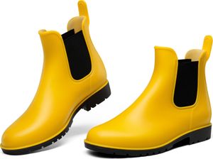 DREAM PAIRS Stiefel Damen Gummistiefel Damen Halbhoch Chelsea Boots,Farbe:GELB,Größe:41