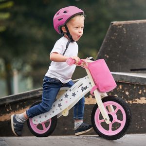 Joyz Laufrad für Kinder, 85x54 cm, Pink, aus Holz, ab 2 Jahren, Holzlaufrad mit verstellbarer Sitz, pannensicheren 11 Zoll-EVA-Räder, Lauflernrad Kinderfahrrad Kinderlaufrad mit Stoffbeutel, Klingel & Tragegriff