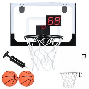 XMTECH Mini Basketballkorb Indoor 45x30cm Kinder Basketball Korb Set mit Elektronische Anzeigetafel Hängendes Basketballbrett für Zimmer mit Netz Ball Pumpe