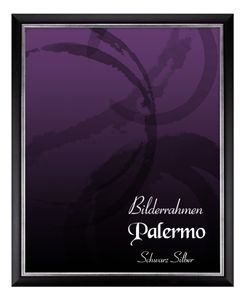 Bilderrahmen Palermo - 42x59,4 cm (DIN A2), Schwarz SilberNachbildung, 1 mm Kunstglas entspiegelt
