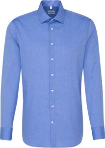 Seidensticker BUSINESS KENT Black Rose Pánská městská košile s dlouhým rukávem Kent Collar Combination Cuff Tailored Fit Bavlna Fil a fil Non-iron Medium Blue 44