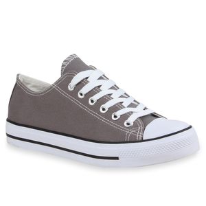 Mytrendshoe Damskie Trampki Niskie Podstawowe Płócienne Materiałowe Buty Trampki Sznurowane 820605, Kolor: Szary, Rozmiar: 36