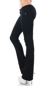 Damen Slim Fit Stretch Bootcut Schlag Hüft Jeans Hose schwarz Größe - 38