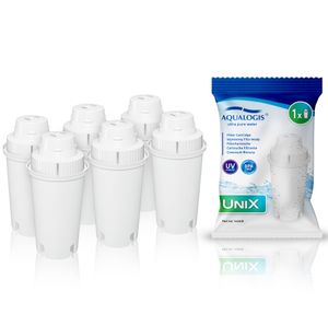 Aqualogis UniX 6-teiliges Filterpatronen-Set - Kompatibel mit Brita Classic, Dafi Classic - Wasserfilter - Wasserfilter für Kühlschränke