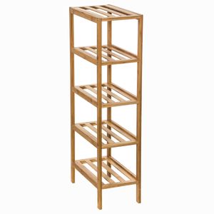 Bambus Bücherregal, schlichtes und elegantes Möbelstück mit fünf Ablagen Bambus Bücherregal, schlichtes und elegantes Möbelstück mit fünf Ablagen