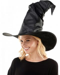 Großer schwarzer Hexen Spitzhut für Halloween & Fasching