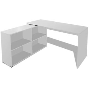 rohový psací stůl vidaXL se 4 policemi bílý