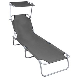 vidaXL Klappliege mit Sonnenschutz Grau Aluminium