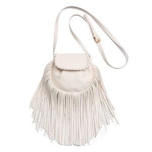 Spezielle Handtasche für Frauen, lange Fransen, Webgriff, Umhängetasche, Kunstleder, lässige Satteltasche
